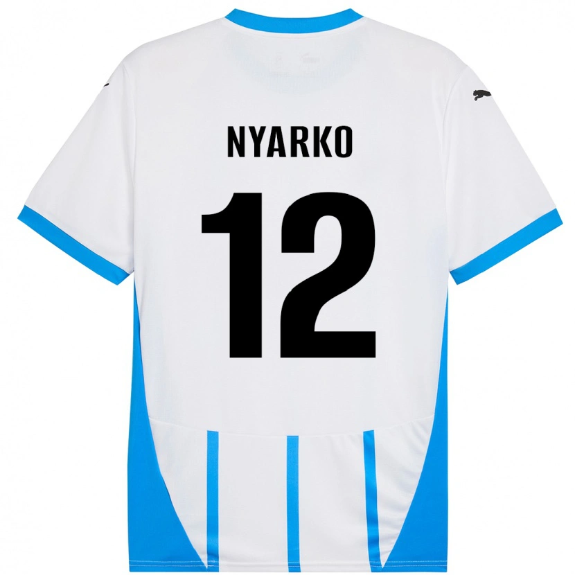Danxen Mujer Camiseta Lorenzo Nyarko #12 Blanco Azul 2ª Equipación 2024/25 La Camisa