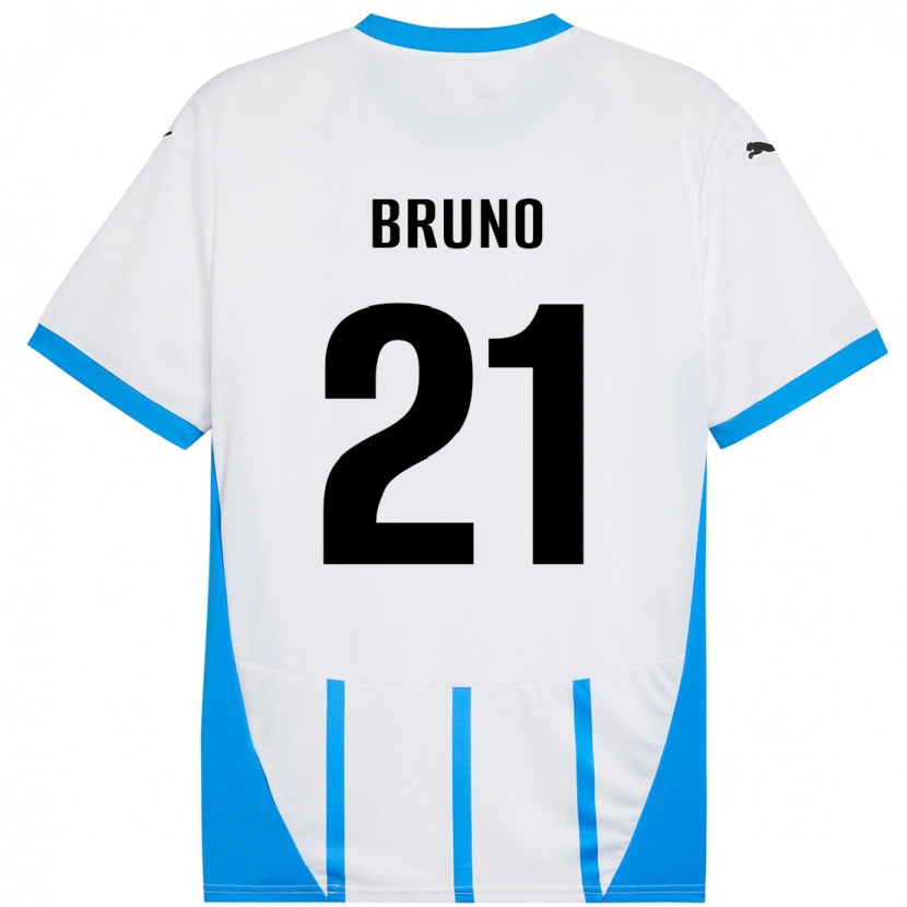 Danxen Mujer Camiseta Kevin Bruno #21 Blanco Azul 2ª Equipación 2024/25 La Camisa