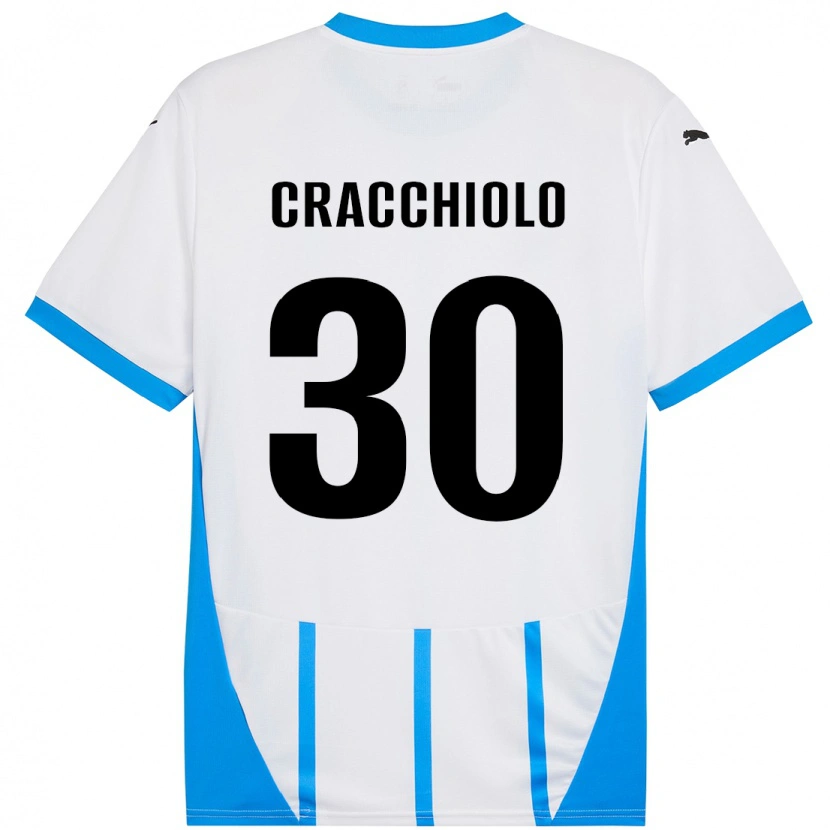 Danxen Mujer Camiseta Leonardo Cracchiolo #30 Blanco Azul 2ª Equipación 2024/25 La Camisa