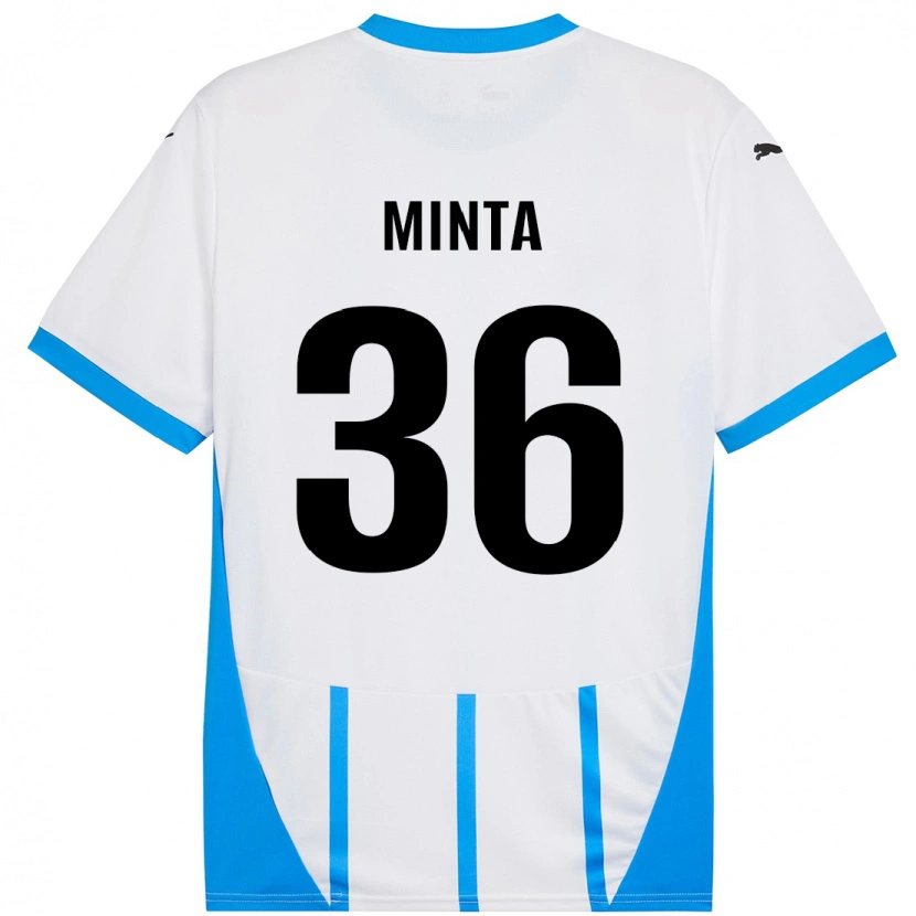 Danxen Mujer Camiseta Amoako Minta #36 Blanco Azul 2ª Equipación 2024/25 La Camisa