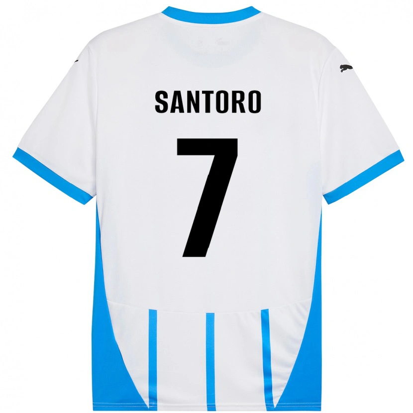 Danxen Mujer Camiseta Erika Santoro #7 Blanco Azul 2ª Equipación 2024/25 La Camisa