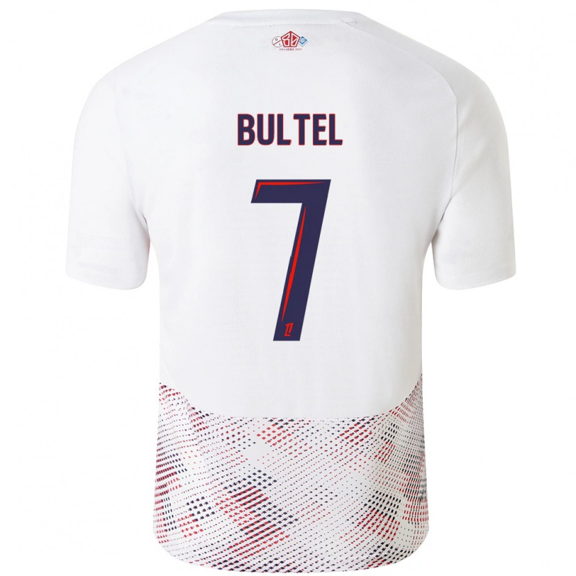 Danxen Mujer Camiseta Ludivine Bultel #7 Blanco Azul Real 2ª Equipación 2024/25 La Camisa