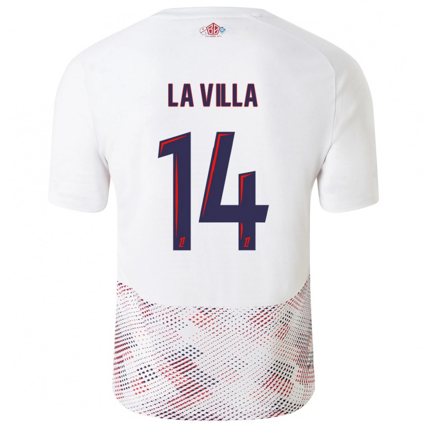 Danxen Mujer Camiseta Caroline La Villa #14 Blanco Azul Real 2ª Equipación 2024/25 La Camisa