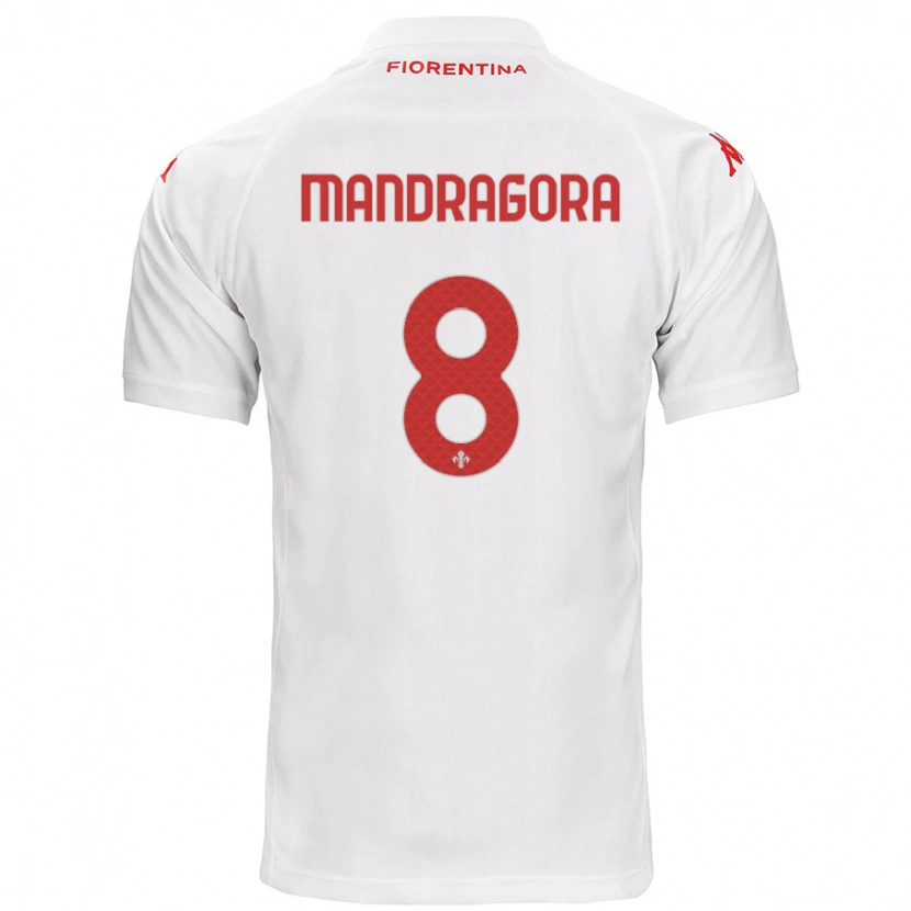 Danxen Mujer Camiseta Rolando Mandragora #8 Blanco 2ª Equipación 2024/25 La Camisa