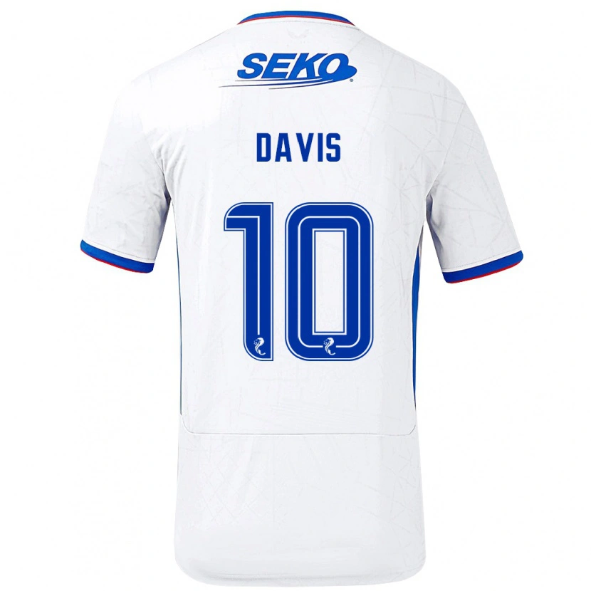 Danxen Mujer Camiseta Steven Davis #10 Blanco Azul 2ª Equipación 2024/25 La Camisa