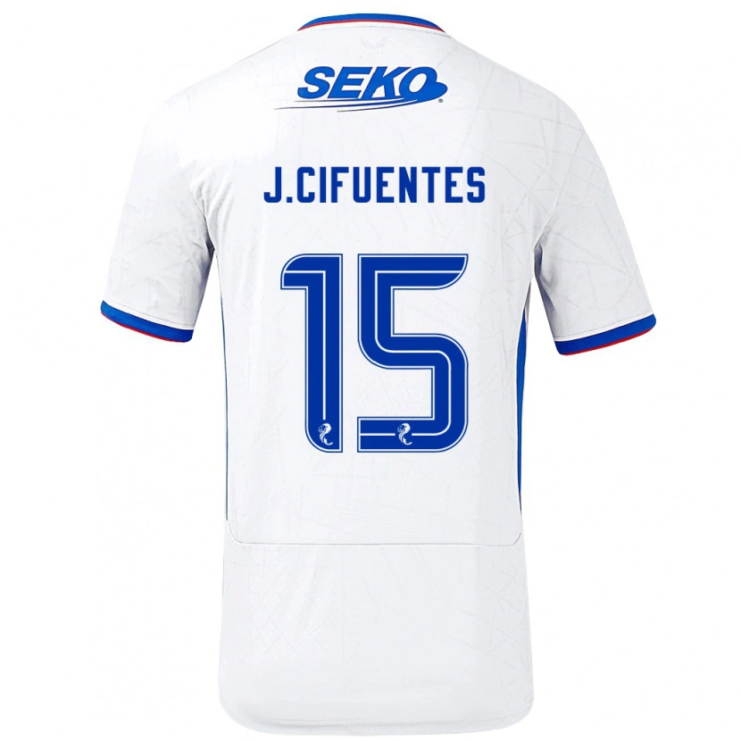Danxen Mujer Camiseta José Cifuentes #15 Blanco Azul 2ª Equipación 2024/25 La Camisa