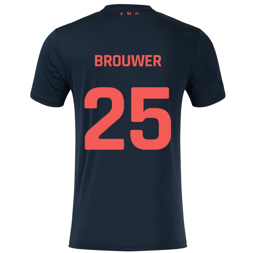 Danxen Mujer Camiseta Michael Brouwer #25 Negro Rojo 2ª Equipación 2024/25 La Camisa