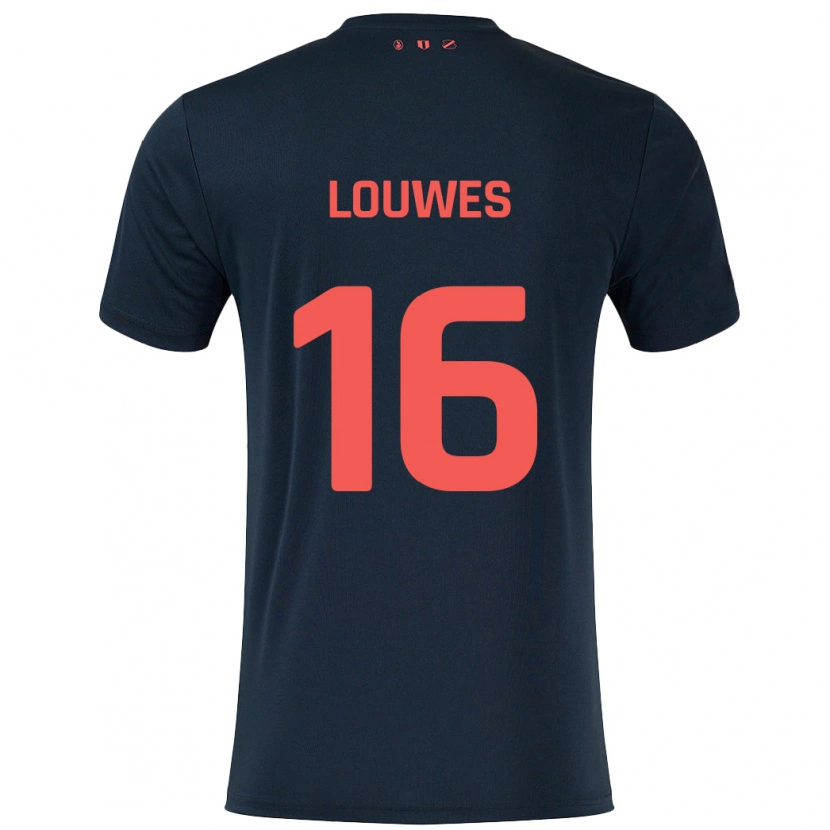 Danxen Mujer Camiseta Puck Louwes #16 Negro Rojo 2ª Equipación 2024/25 La Camisa