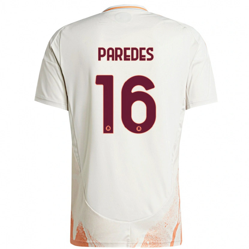 Danxen Mujer Camiseta Leandro Paredes #16 Crema Blanco Naranja 2ª Equipación 2024/25 La Camisa