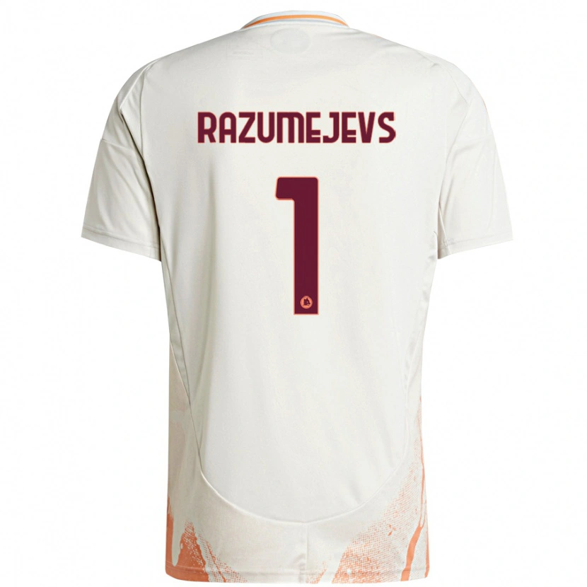 Danxen Mujer Camiseta Vladislavs Razumejevs #1 Crema Blanco Naranja 2ª Equipación 2024/25 La Camisa