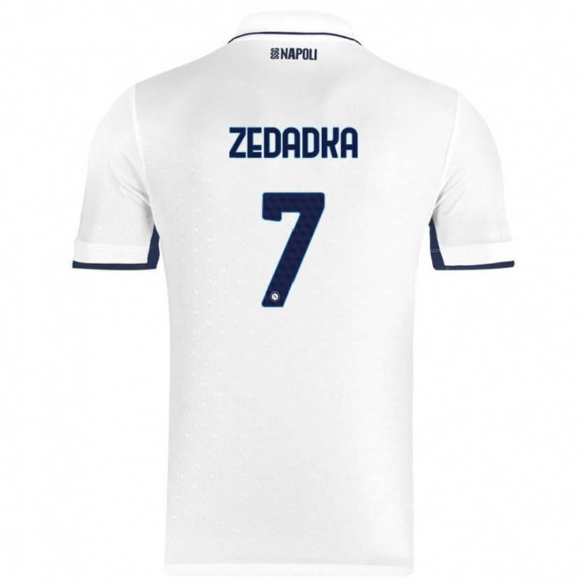 Danxen Mujer Camiseta Karim Zedadka #7 Blanco Azul Real 2ª Equipación 2024/25 La Camisa