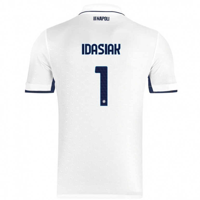 Danxen Mujer Camiseta Hubert Dawid Idasiak #1 Blanco Azul Real 2ª Equipación 2024/25 La Camisa
