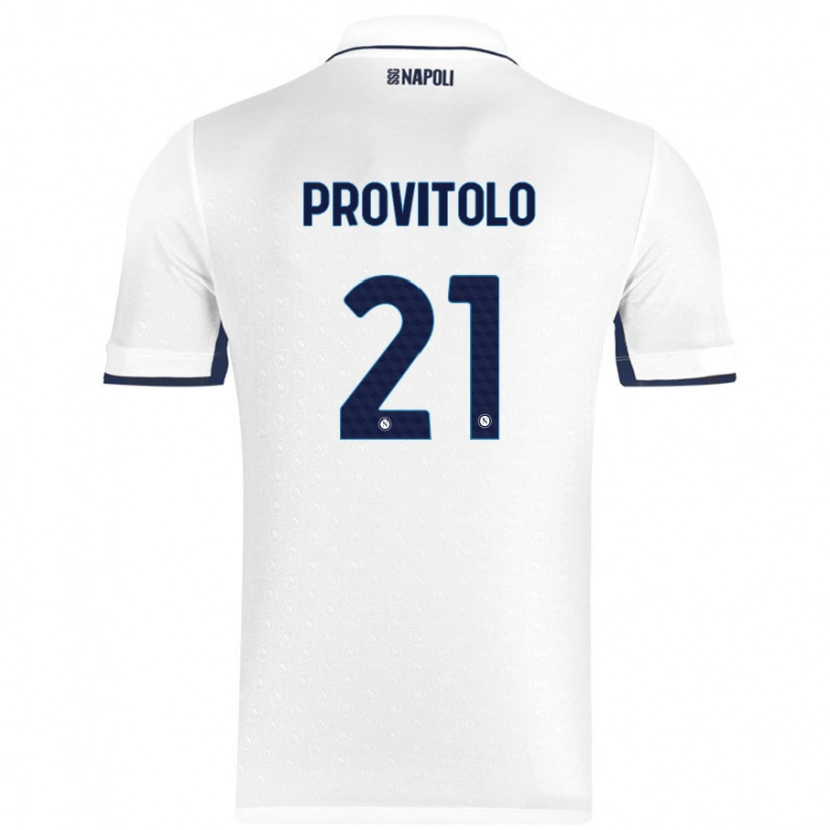 Danxen Mujer Camiseta Vincenzo Provitolo #21 Blanco Azul Real 2ª Equipación 2024/25 La Camisa
