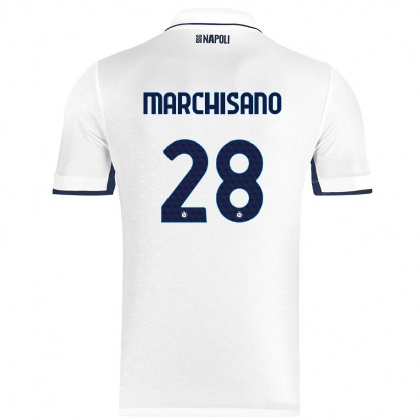 Danxen Mujer Camiseta Matteo Marchisano #28 Blanco Azul Real 2ª Equipación 2024/25 La Camisa