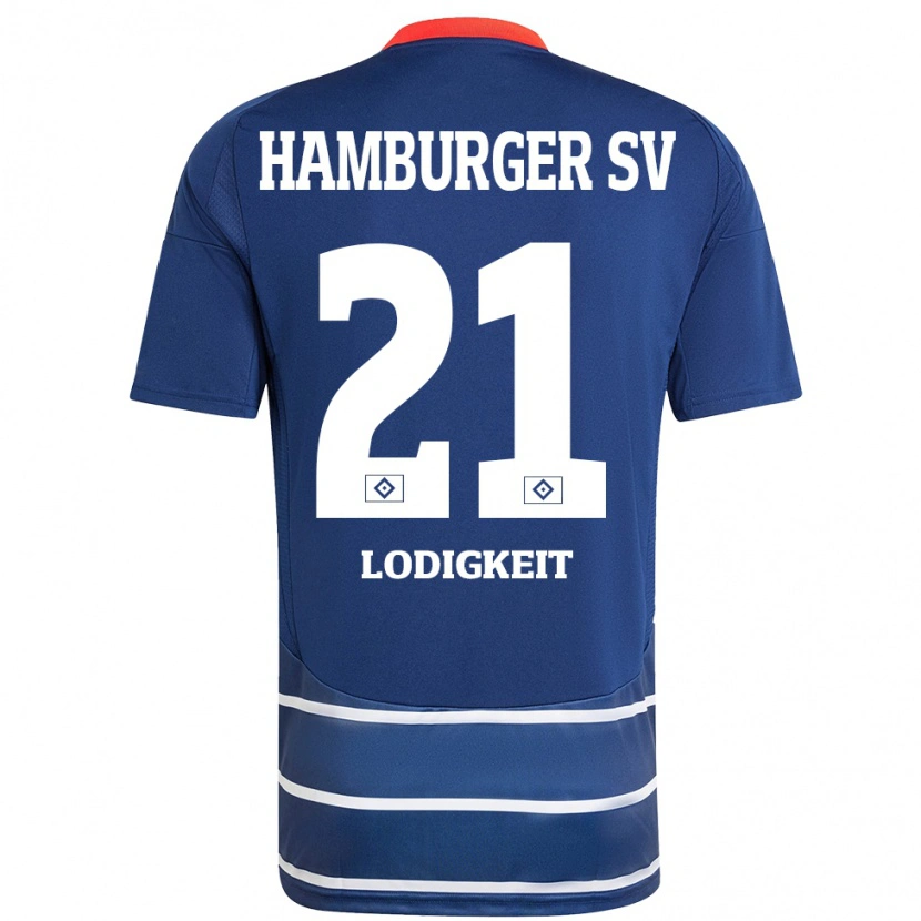 Danxen Mujer Camiseta Luis Lodigkeit #21 Azul Oscuro 2ª Equipación 2024/25 La Camisa