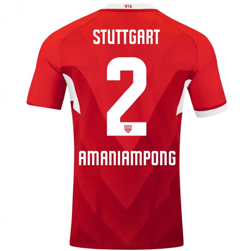 Danxen Mujer Camiseta Kaden Amaniampong #2 Rojo Blanco 2ª Equipación 2024/25 La Camisa