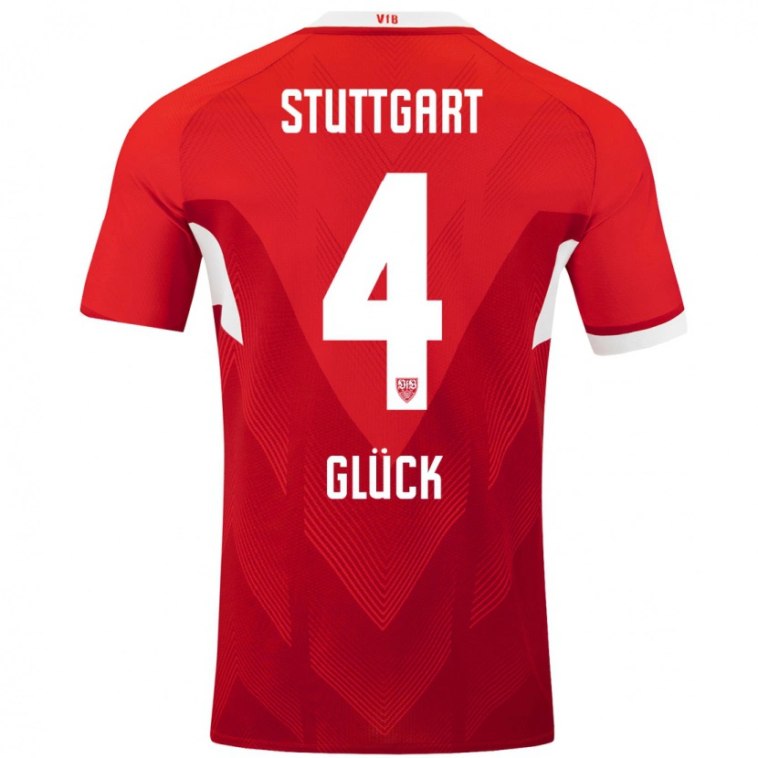 Danxen Mujer Camiseta Michael Glück #4 Rojo Blanco 2ª Equipación 2024/25 La Camisa