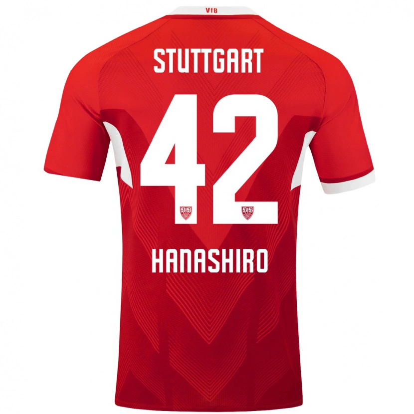 Danxen Mujer Camiseta Rinto Hanashiro #42 Rojo Blanco 2ª Equipación 2024/25 La Camisa