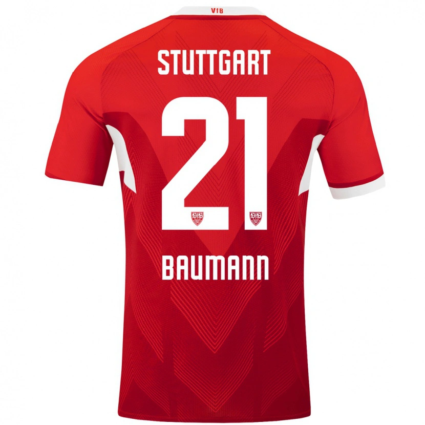 Danxen Mujer Camiseta Katharina Baumann #21 Rojo Blanco 2ª Equipación 2024/25 La Camisa