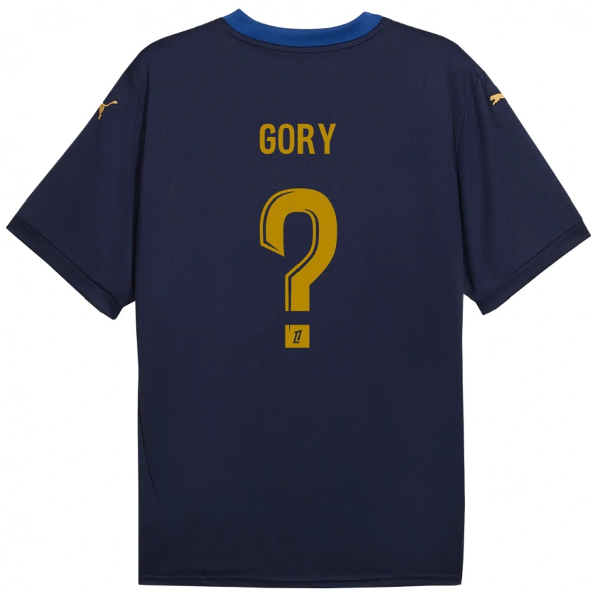 Danxen Mujer Camiseta Abdoulaye Gory #0 Azul Marino Dorado 2ª Equipación 2024/25 La Camisa