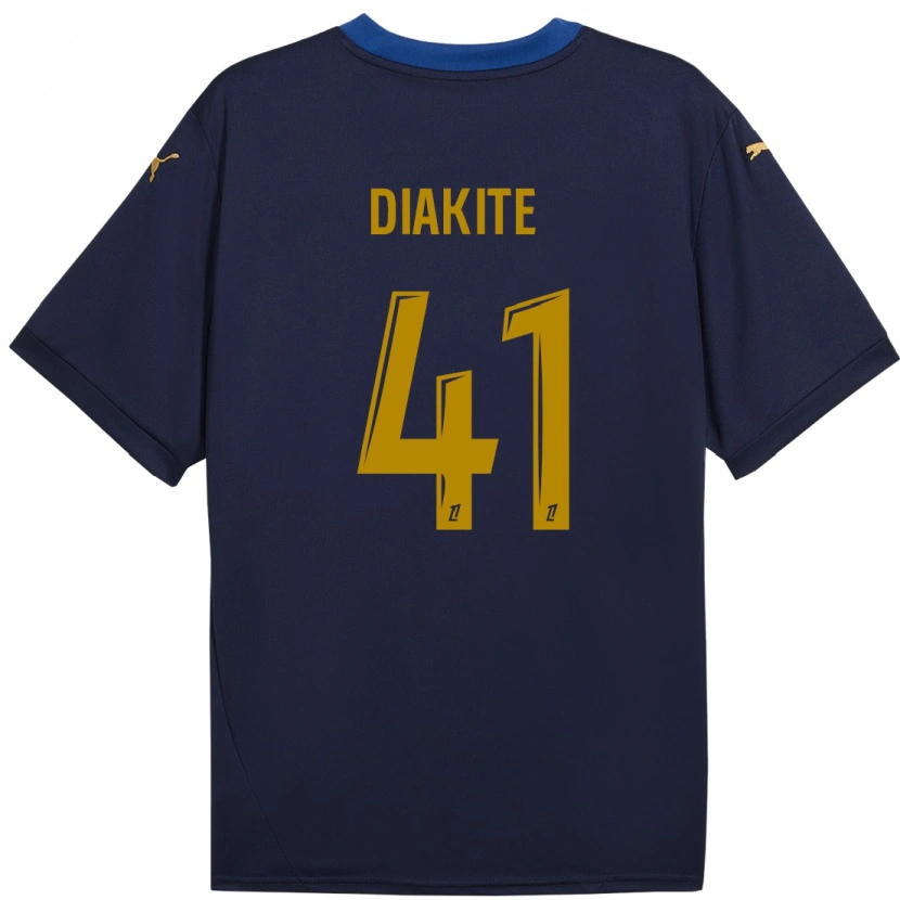 Danxen Mujer Camiseta Ibrahim Diakité #41 Azul Marino Dorado 2ª Equipación 2024/25 La Camisa