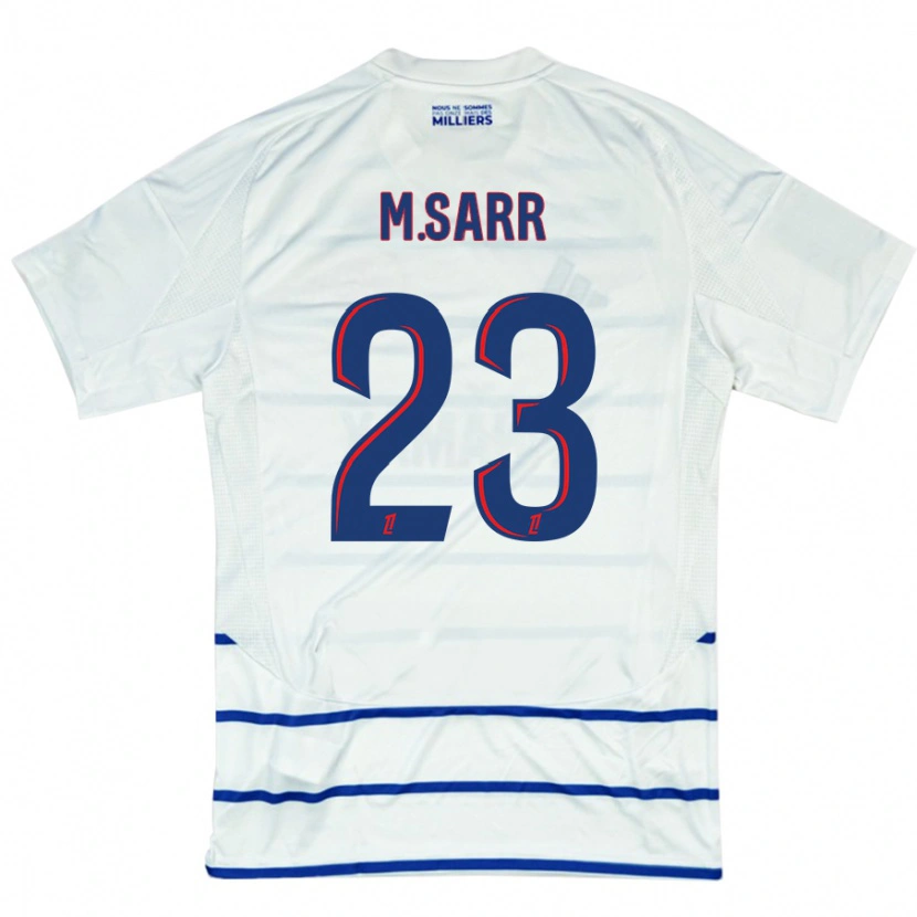 Danxen Mujer Camiseta Mamadou Sarr #23 Blanco Azul 2ª Equipación 2024/25 La Camisa