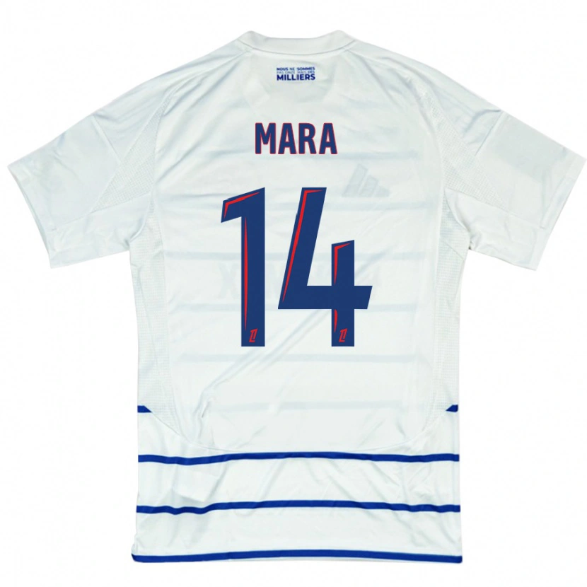 Danxen Mujer Camiseta Sékou Mara #14 Blanco Azul 2ª Equipación 2024/25 La Camisa
