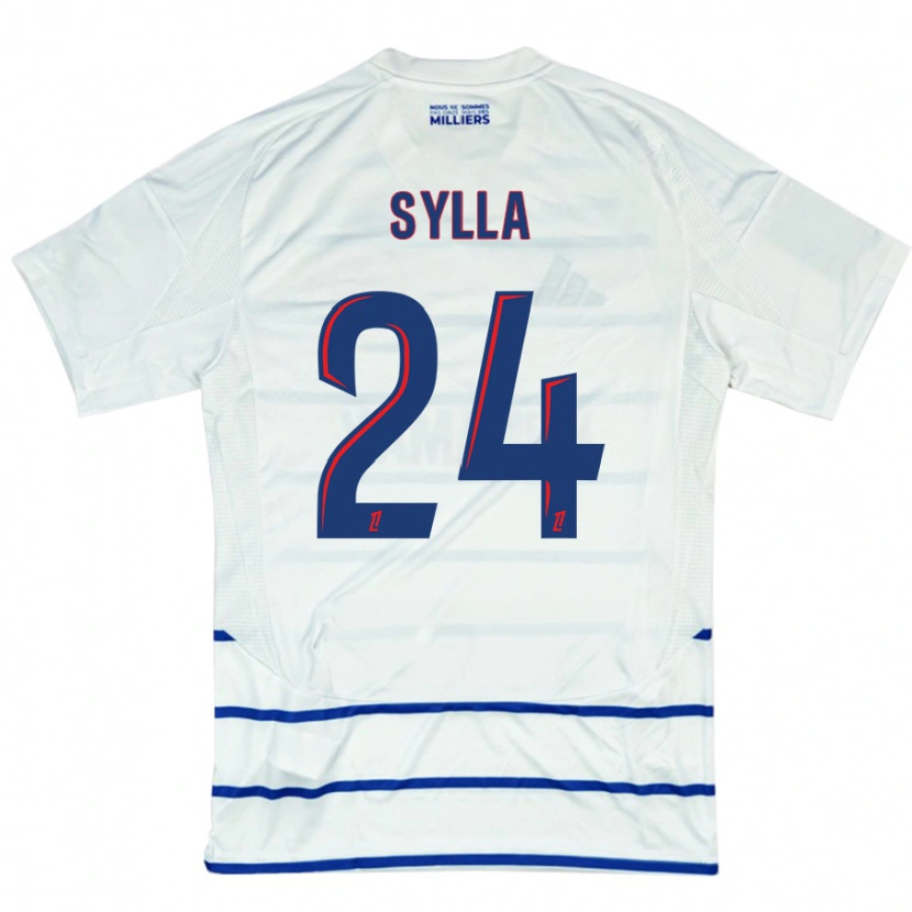 Danxen Mujer Camiseta Abakar Sylla #24 Blanco Azul 2ª Equipación 2024/25 La Camisa