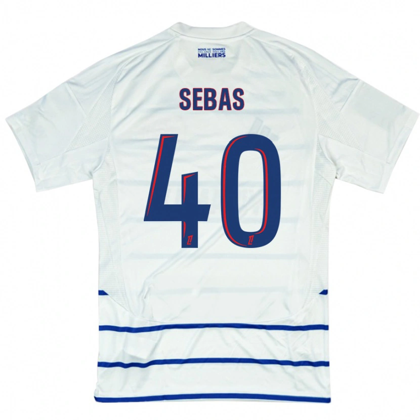 Danxen Mujer Camiseta Jérémy Sebas #40 Blanco Azul 2ª Equipación 2024/25 La Camisa