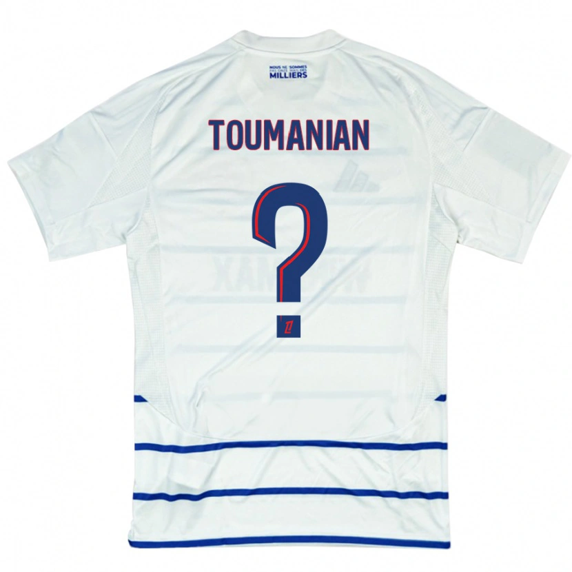 Danxen Mujer Camiseta Anthony Toumanian #0 Blanco Azul 2ª Equipación 2024/25 La Camisa