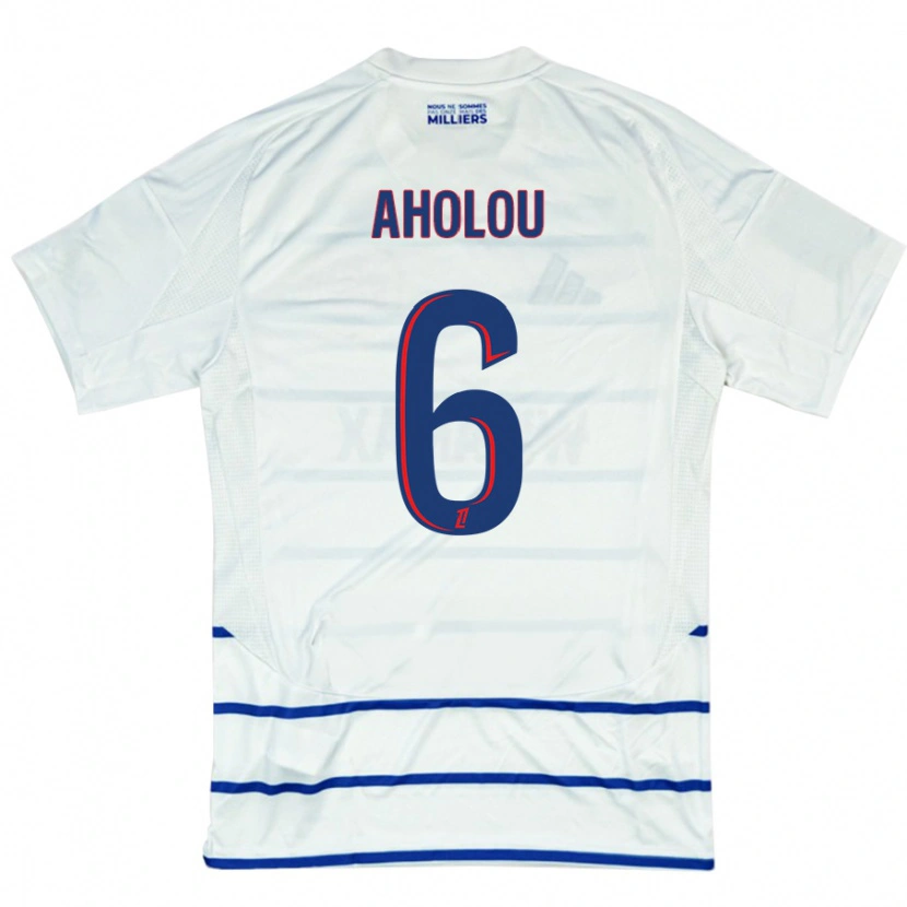 Danxen Mujer Camiseta Jean-Eudes Aholou #6 Blanco Azul 2ª Equipación 2024/25 La Camisa