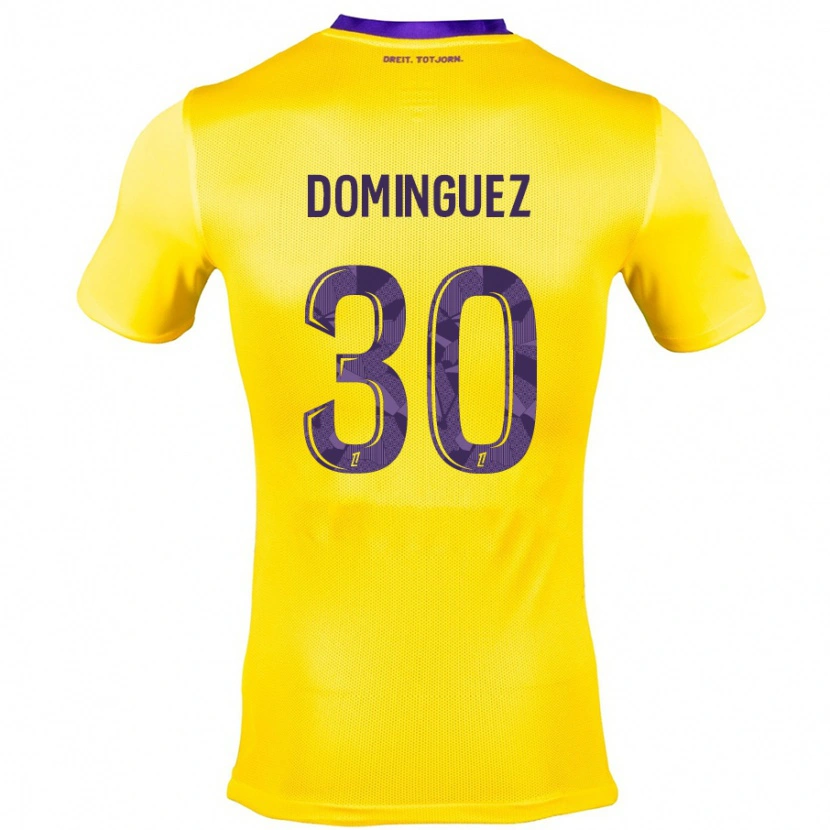 Danxen Mujer Camiseta Álex Domínguez #30 Amarillo Morado 2ª Equipación 2024/25 La Camisa
