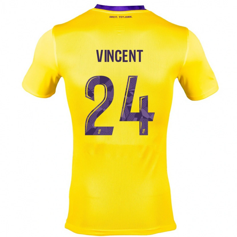 Danxen Mujer Camiseta Magalie Vincent #24 Amarillo Morado 2ª Equipación 2024/25 La Camisa