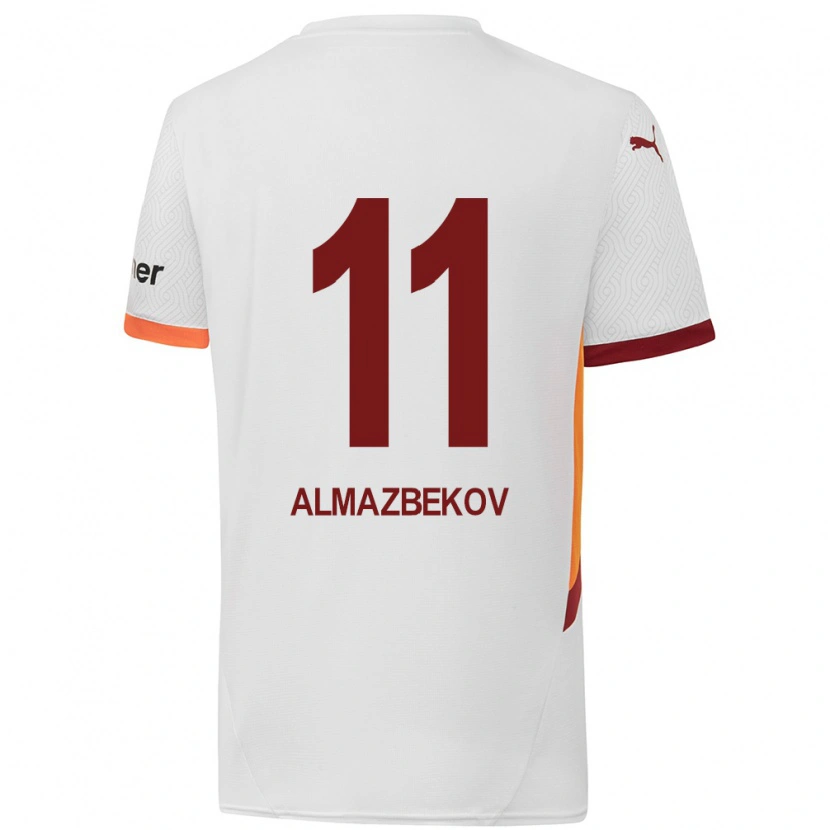Danxen Mujer Camiseta Beknaz Almazbekov #11 Blanco Amarillo Rojo 2ª Equipación 2024/25 La Camisa