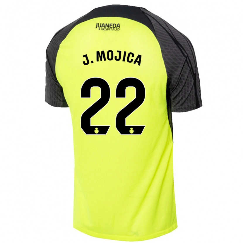 Danxen Mujer Camiseta Johan Mojica #22 Verde Fluorescente Negro 2ª Equipación 2024/25 La Camisa