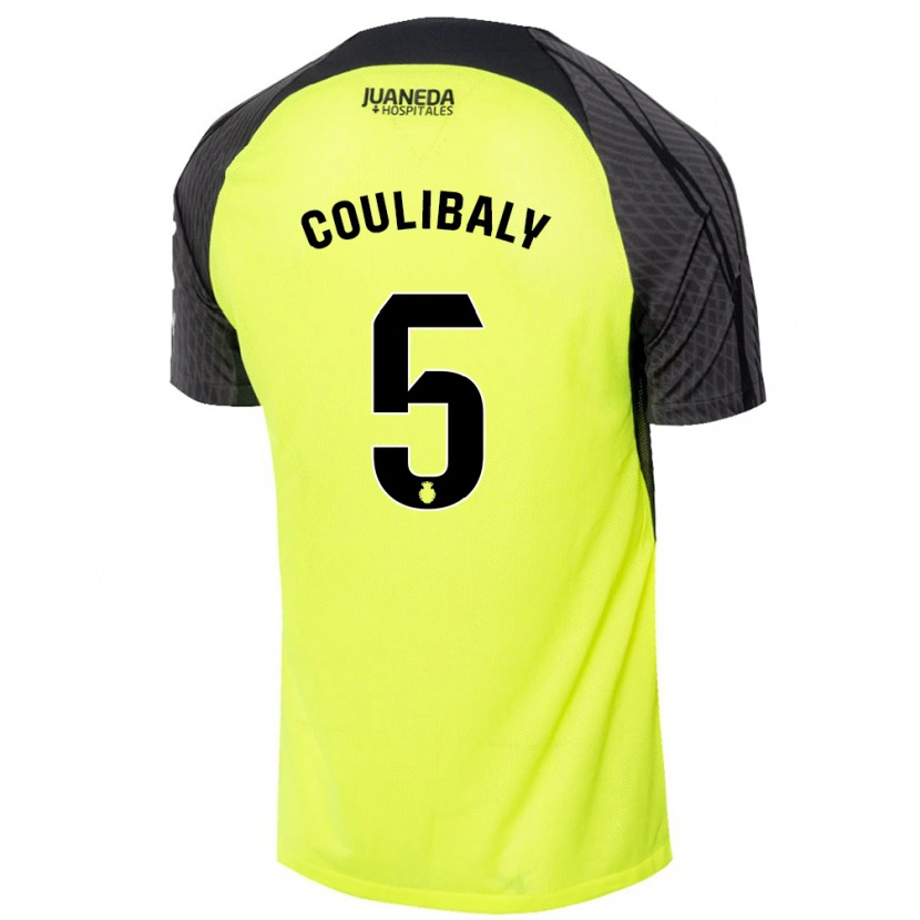 Danxen Mujer Camiseta Habib Anas Coulibaly #5 Verde Fluorescente Negro 2ª Equipación 2024/25 La Camisa