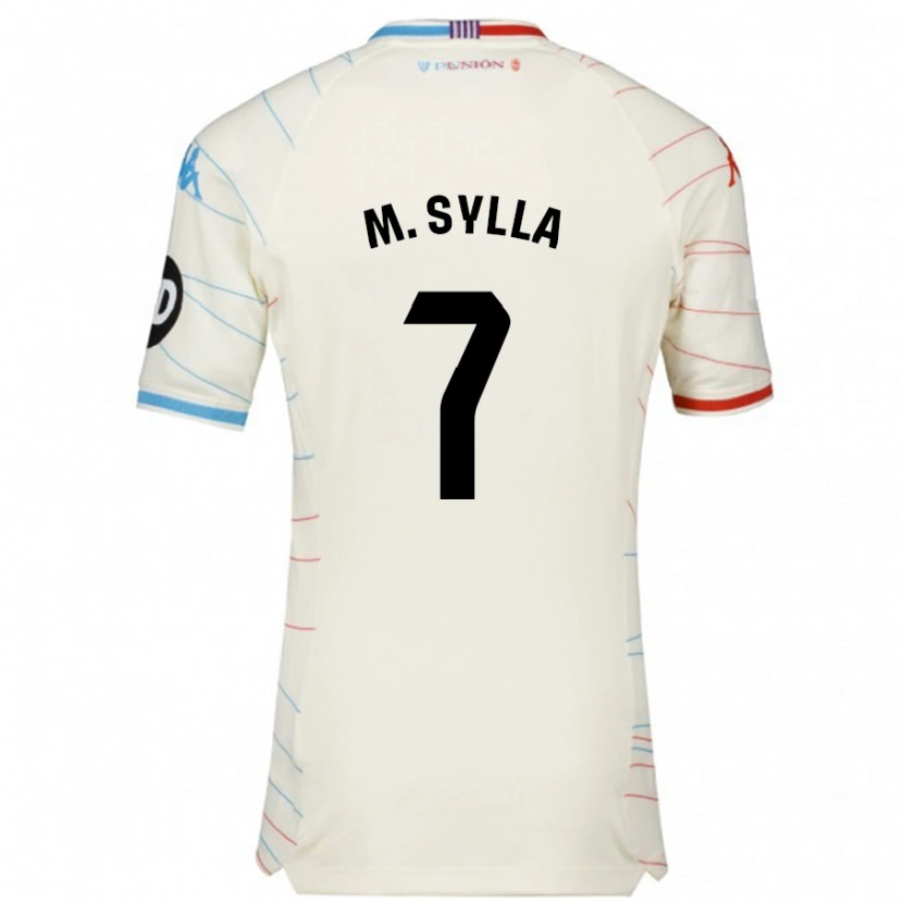 Danxen Mujer Camiseta Mamadou Sylla #7 Blanco Rojo Azul 2ª Equipación 2024/25 La Camisa