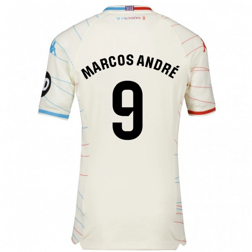 Danxen Mujer Camiseta Marcos André #9 Blanco Rojo Azul 2ª Equipación 2024/25 La Camisa