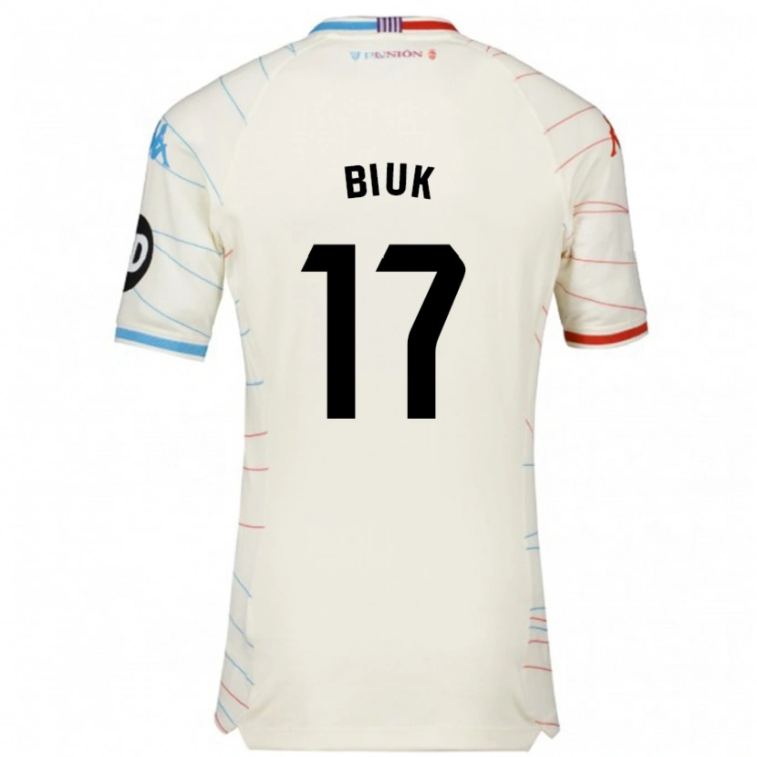 Danxen Mujer Camiseta Stipe Biuk #17 Blanco Rojo Azul 2ª Equipación 2024/25 La Camisa