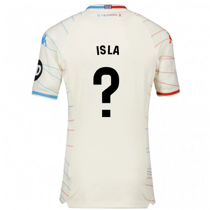 Danxen Mujer Camiseta Cristian Isla #0 Blanco Rojo Azul 2ª Equipación 2024/25 La Camisa