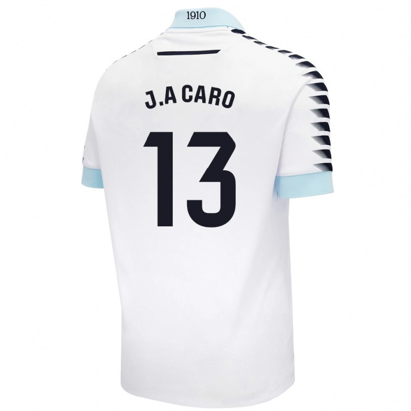 Danxen Mujer Camiseta José Antonio Caro #13 Blanco Azul 2ª Equipación 2024/25 La Camisa