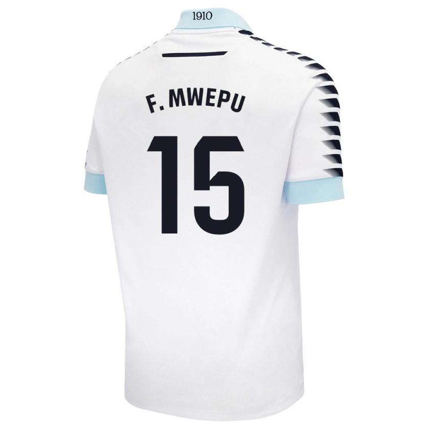 Danxen Mujer Camiseta Francisco Mwepu #15 Blanco Azul 2ª Equipación 2024/25 La Camisa