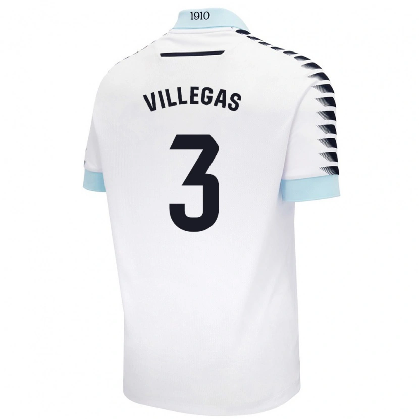 Danxen Mujer Camiseta Virginia Villegas Rico #3 Blanco Azul 2ª Equipación 2024/25 La Camisa
