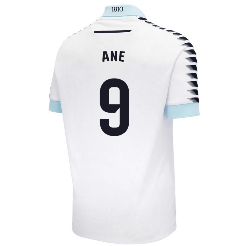 Danxen Mujer Camiseta Ane López De Heredia Alcelay #9 Blanco Azul 2ª Equipación 2024/25 La Camisa