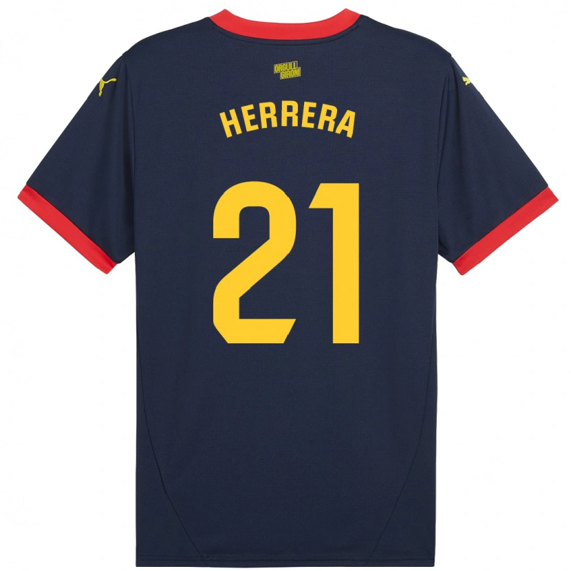 Danxen Mujer Camiseta Yangel Herrera #21 Azul Marino Rojo 2ª Equipación 2024/25 La Camisa
