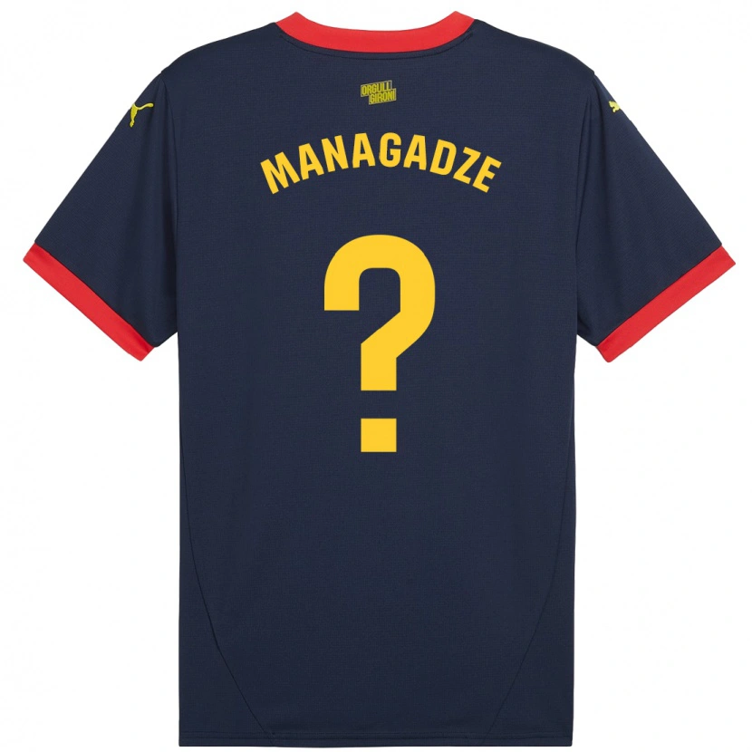 Danxen Mujer Camiseta Luka Managadze #0 Azul Marino Rojo 2ª Equipación 2024/25 La Camisa