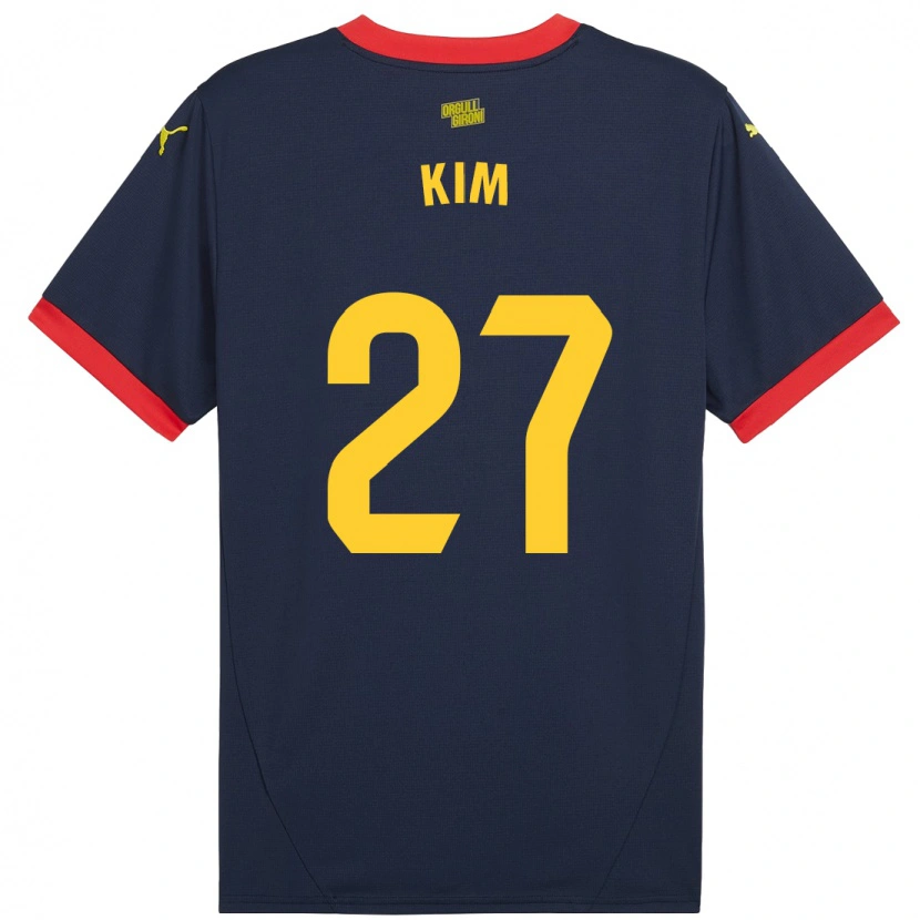 Danxen Mujer Camiseta Min-Su Kim #27 Azul Marino Rojo 2ª Equipación 2024/25 La Camisa