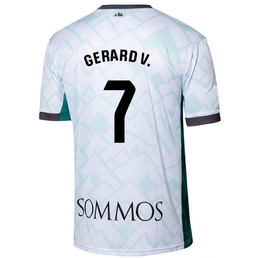 Danxen Mujer Camiseta Gerard Valentín #7 Blanco Verde 2ª Equipación 2024/25 La Camisa