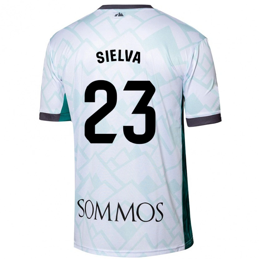 Danxen Mujer Camiseta Óscar Sielva #23 Blanco Verde 2ª Equipación 2024/25 La Camisa