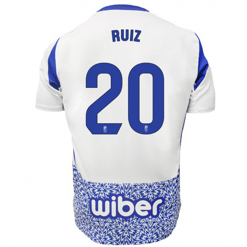 Danxen Mujer Camiseta Sergio Ruiz #20 Blanco Azul 2ª Equipación 2024/25 La Camisa